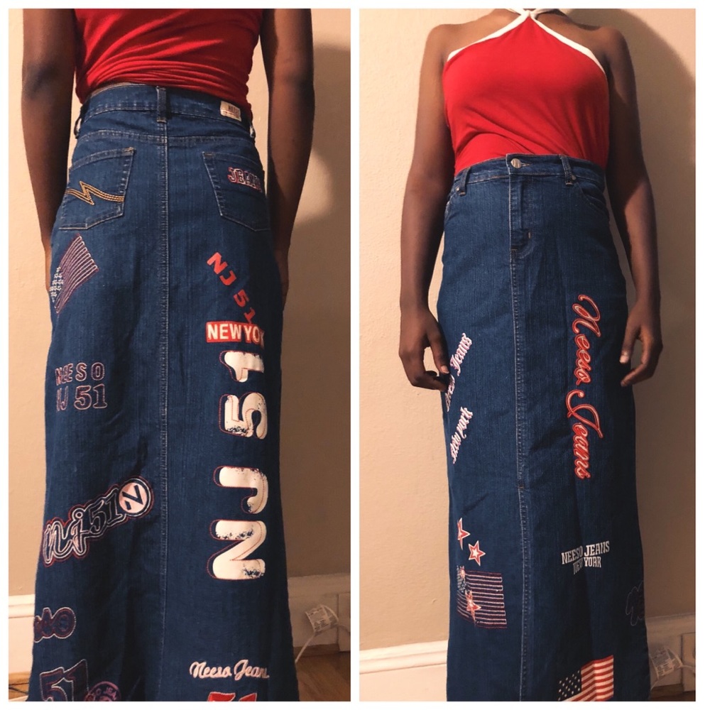90s 00s New York Jean Denim High Waisted Skirt